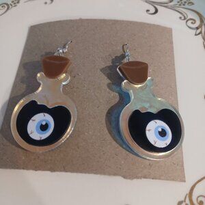 177- Halloween Laser cut Acrylic eyeball potion bottle dangle earrings